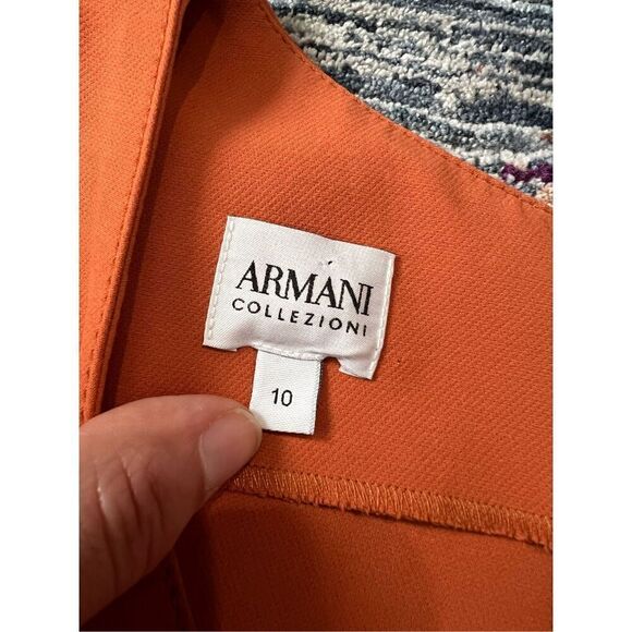 Armani Collezioni coral/orange classic carrier dress back zip size 10 - Picture 4 of 9